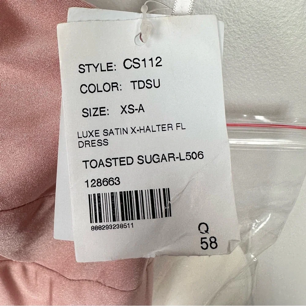 Cynthia & Sahar XIMENA Toasted Sugar CrissCross Halter Satin Mermaid Dress CS112 - Picture 5 of 9